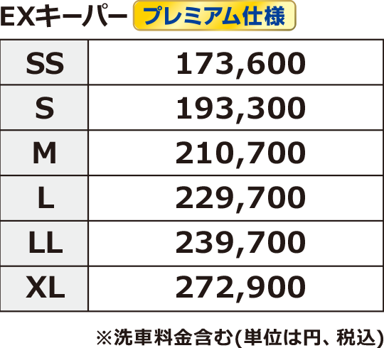 EXキーパープレミアムの施工価格表