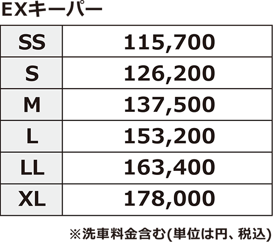 EXキーパーの施工価格表